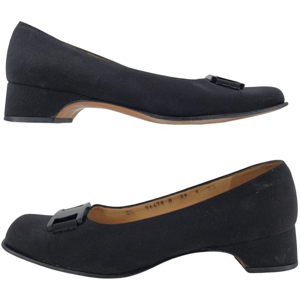 Salvatore Ferragamo Italy Black Fabric Formal Dress Shoes Women 8AA Buckle Pumps - Picture 4 of 11
